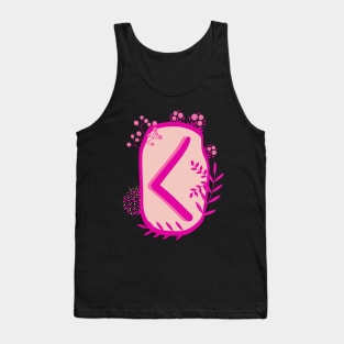 Kenaz Rune Flowery Design Tank Top